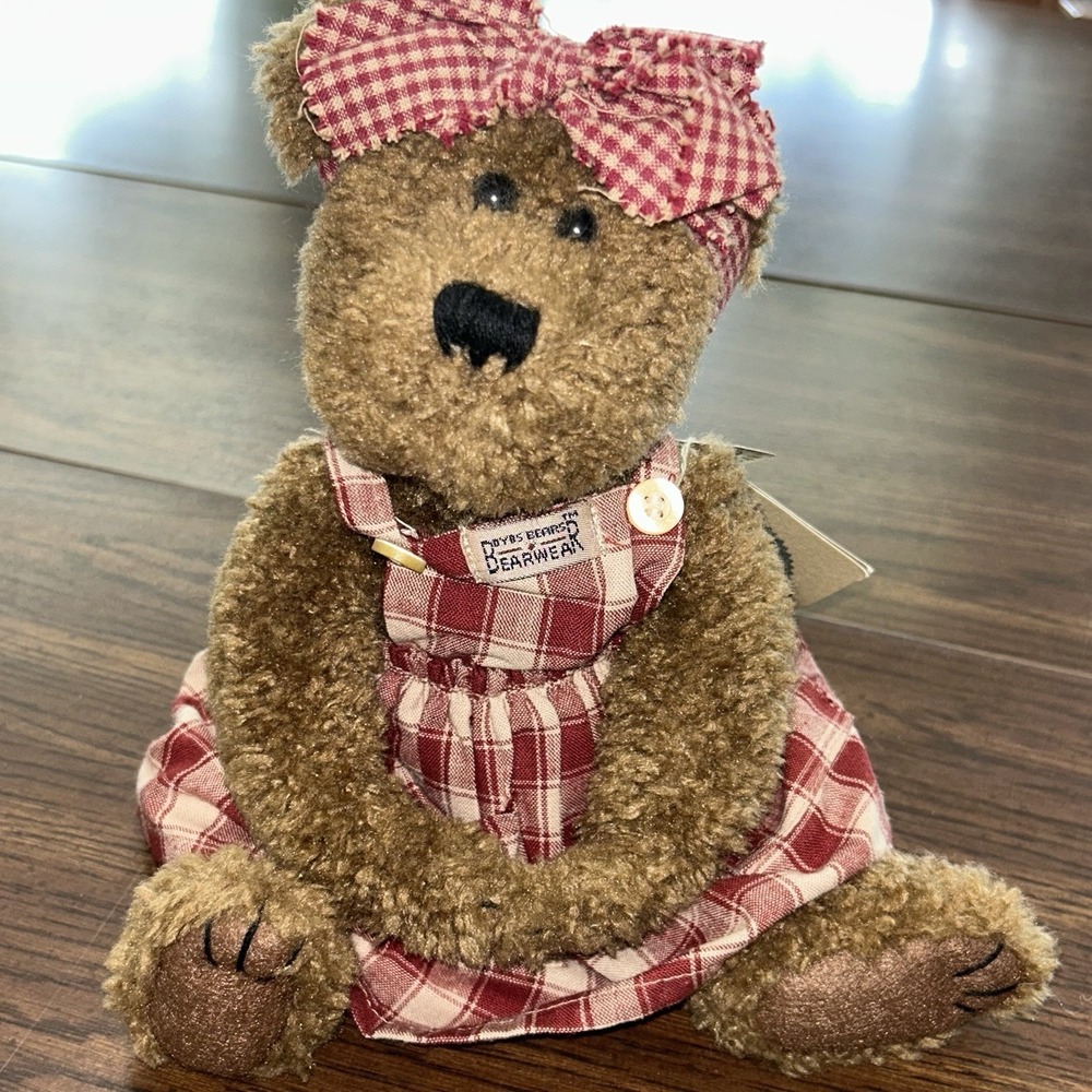 Boyd's Bears Momma Mcbear JB Beans Series Plush 1998 Red Plaid Dress